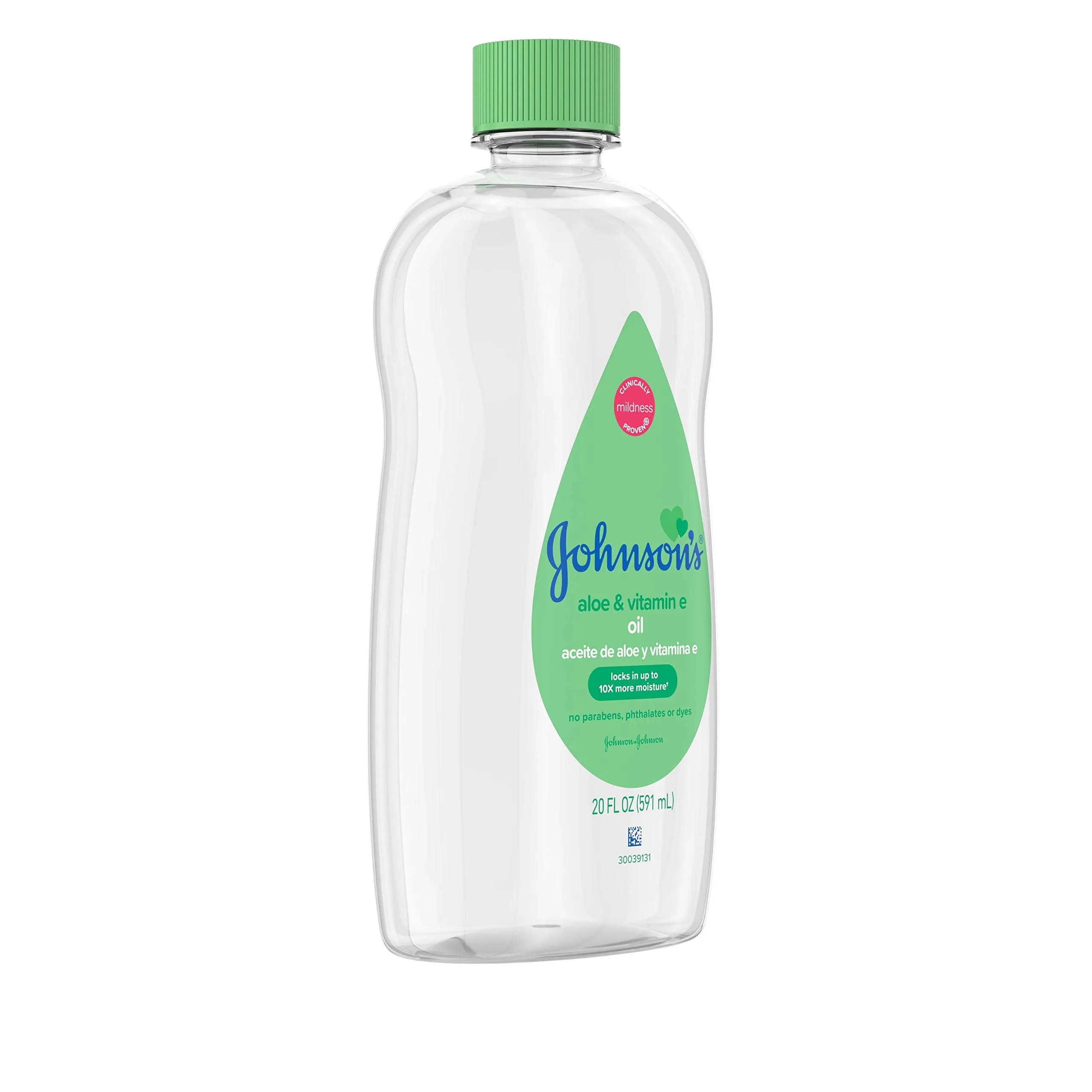 Johnson's Baby Oil with Aloe Vera & Vitamin E, 591ml (20 Fl Oz) | Hypoallergenic Moisturizing Oil for Baby's Delicate Skin - view 3