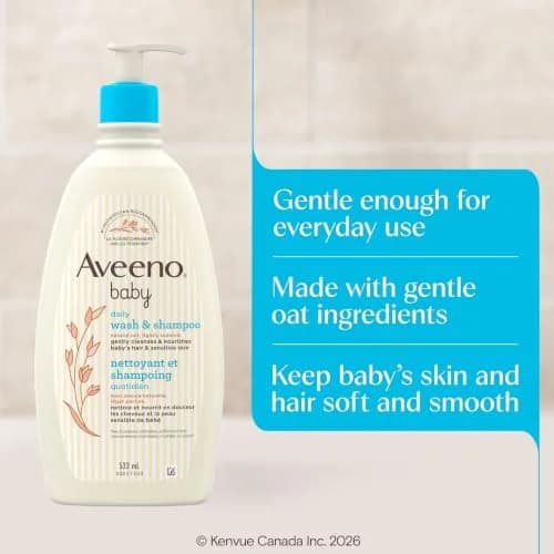 Aveeno Baby Daily Moisture Gentle Body Wash & Shampoo 532ml (18 Fl Oz) | Tear-Free Oat Extract thumbnail 4