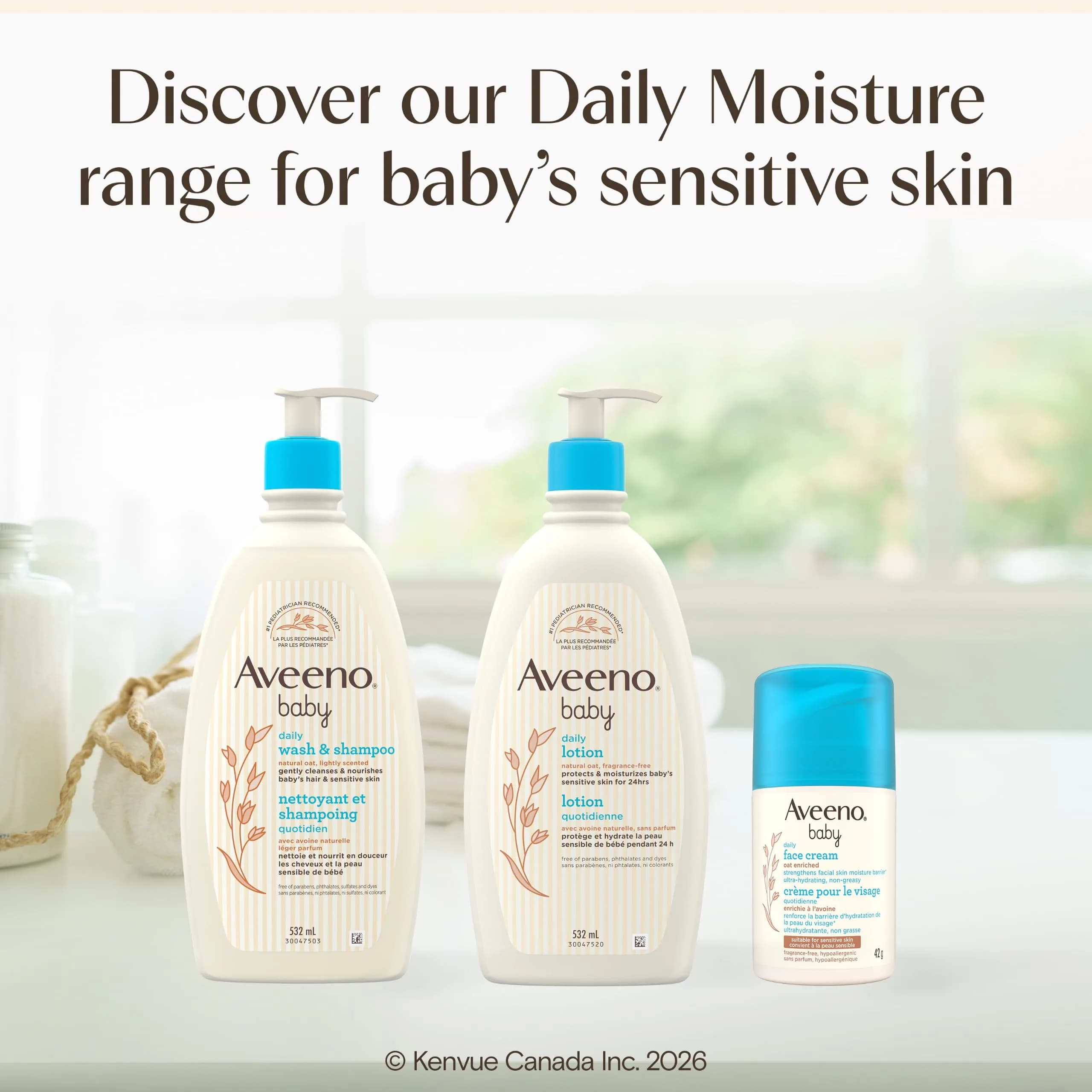 Aveeno Baby Daily Moisture Gentle Body Wash & Shampoo 532ml (18 Fl Oz) | Tear-Free Oat Extract - view 8