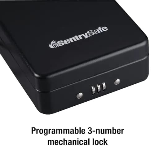 SentrySafe P005C Small Lock Box with Combination Lock, 0.05 cu ft (2.6 x 5.9 x 8.0 in) | Portable Security for Valuables thumbnail 2