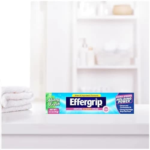 Effergrip Denture Adhesive Cream, Minty Fresh, 2.5 Oz | Zinc-Free, Extra Strong Grip, ADA Seal thumbnail 5
