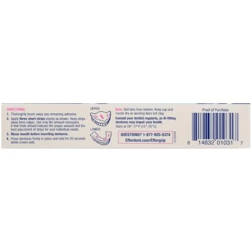Effergrip Denture Adhesive Cream, Minty Fresh, 2.5 Oz | Zinc-Free, Extra Strong Grip, ADA Seal thumbnail 8