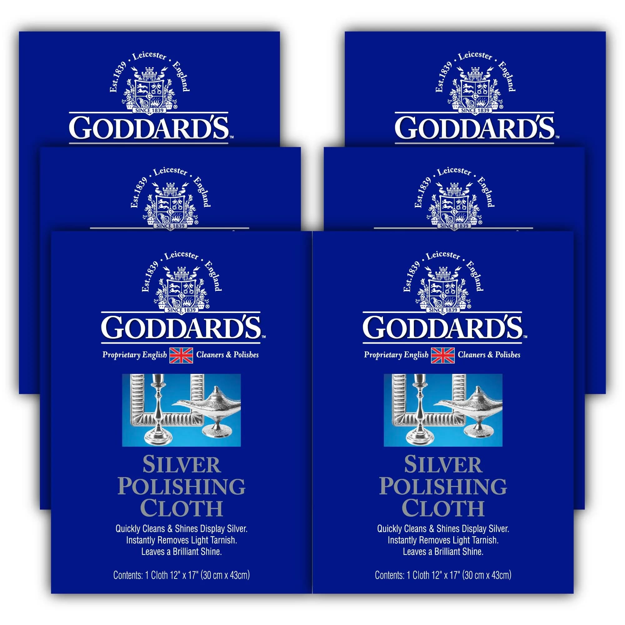 Goddard's Silver Polishing Cloth 6 Pack | Anti-Tarnish Agents for Jewelry & Silverware - main product image