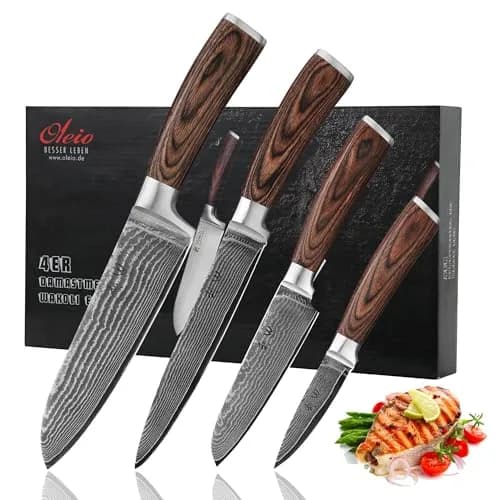 Wakoli EDIB 4-Piece VG10 Damascus Kitchen Knife Set, Pakkawood Handle | Precision & Durability for Home Chefs thumbnail 1