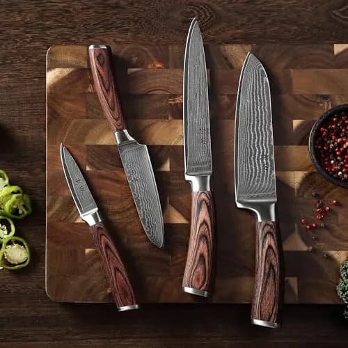 Wakoli EDIB 4-Piece VG10 Damascus Kitchen Knife Set, Pakkawood Handle | Precision & Durability for Home Chefs thumbnail 5