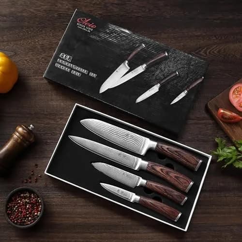 Wakoli EDIB 4-Piece VG10 Damascus Kitchen Knife Set, Pakkawood Handle | Precision & Durability for Home Chefs thumbnail 2