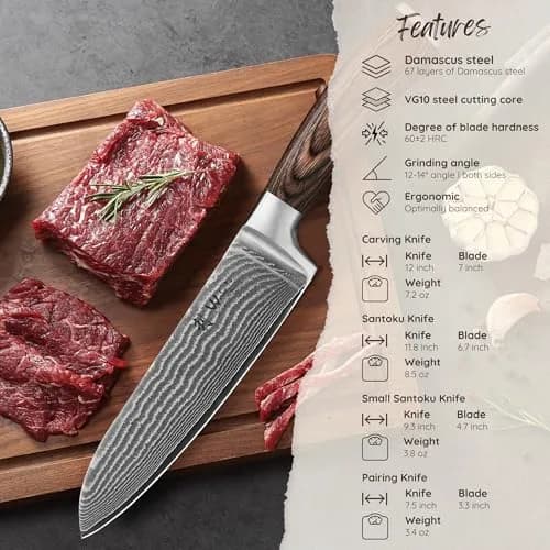 Wakoli EDIB 4-Piece VG10 Damascus Kitchen Knife Set, Pakkawood Handle | Precision & Durability for Home Chefs thumbnail 3