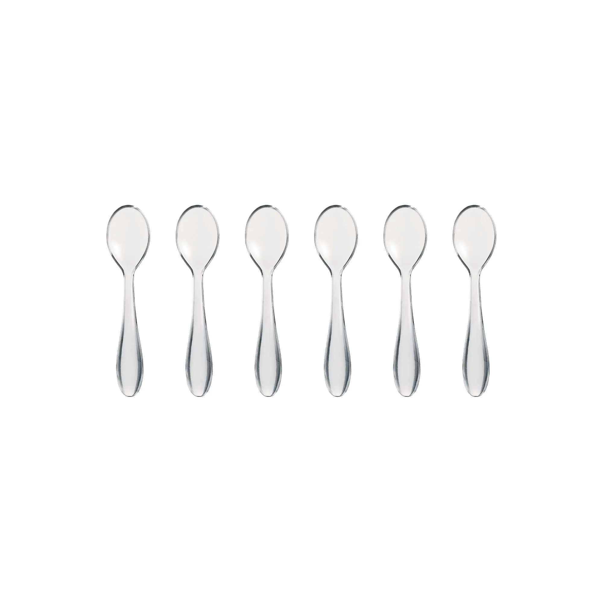 Guzzini Art & Cafè Set of Six Transparent Teaspoons 5-3/4-Inches | Modern Italian Design, Food-Safe SAN, Dishwasher Safe
