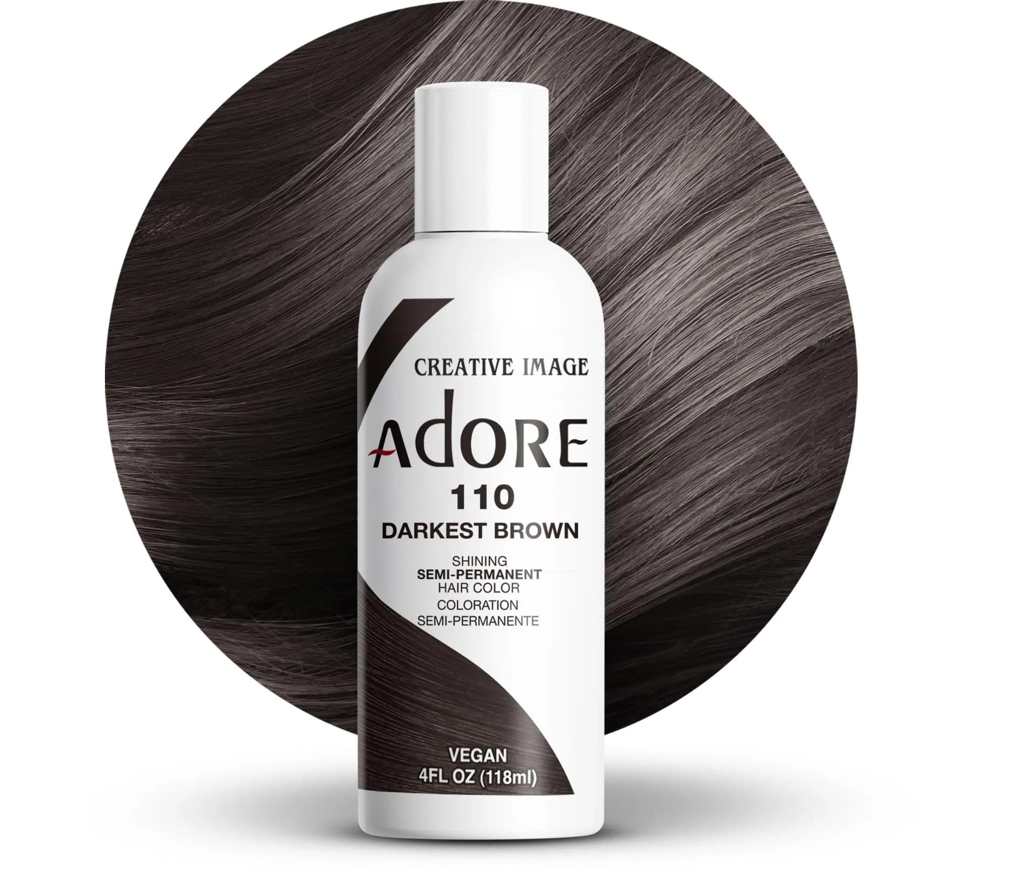 Adore Semi Permanent Hair Color 130 Blue Black 8 Fl Oz (2 Pack) | Vibrant Blue Black Hair Dye — 110 Darkest Brown / 4 Fl Oz