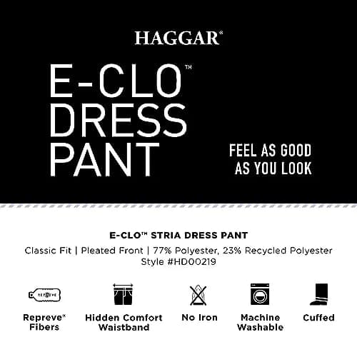 Haggar Men's E-Clo Repreve Classic Fit Pleat Front Dress Pant with Hidden Expandable Waistband Black 42W 30L | Sustainable Business Casual thumbnail 6