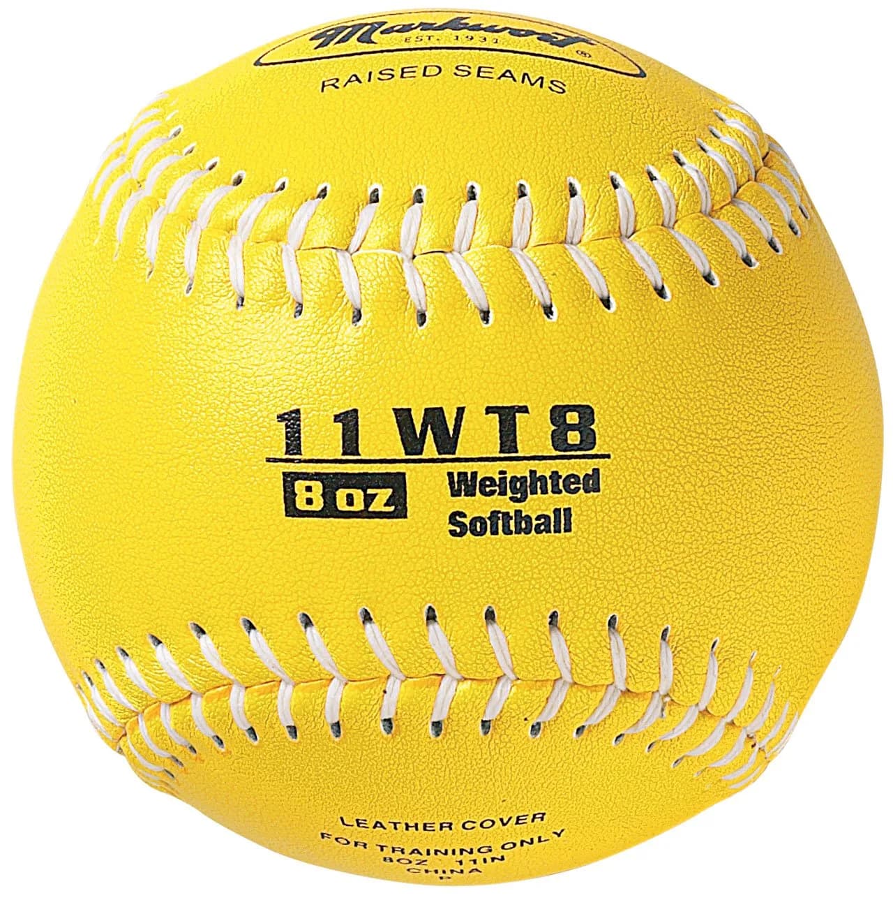 Markwort Color Coded Weighted 11-Inch Softball (227 g / 8 oz, Yellow) | Fast-Pitch Training Aid - main product image