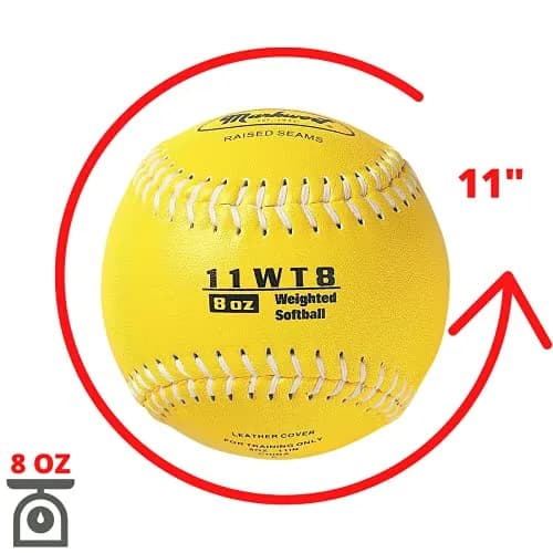 Markwort Color Coded Weighted 11-Inch Softball (227 g / 8 oz, Yellow) | Fast-Pitch Training Aid thumbnail 2