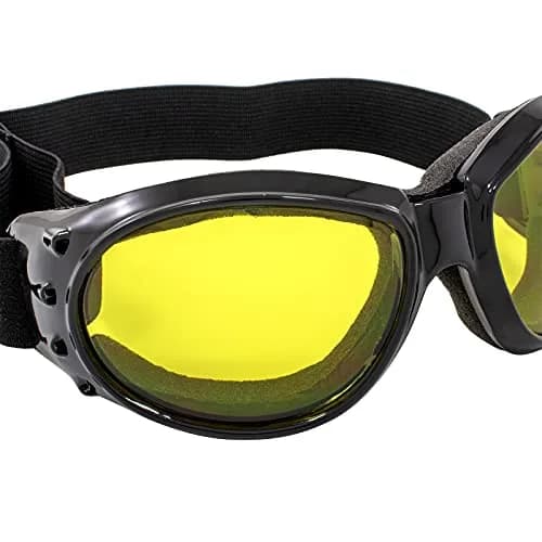 Birdz Motorcycle Goggles Black Frame/Yellow Lens | Shatterproof Polycarbonate & UV400 Protection (Adult) thumbnail 4