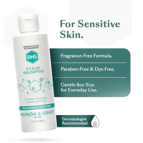 DHS Clear Shampoo - Unscented, Gentle for Sensitive Skin & Dry Scalp, 8oz | Paraben-Free & Dye-Free thumbnail 3