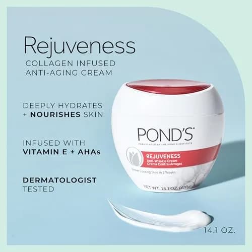 POND’S Rejuveness Face Cream 394ml (14.1 oz) | Anti-Aging Moisturizer with AHAs, Collagen & Vitamin E thumbnail 2