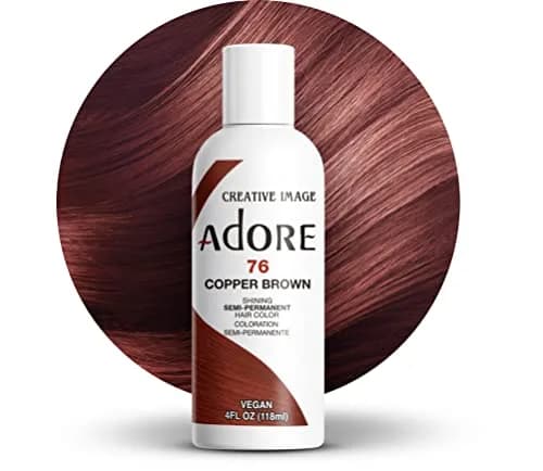 Adore Semi Permanent Hair Color, 076 Copper Brown | Vibrant, No Harsh Chemicals, Vegan, 4 Fl Oz thumbnail 1