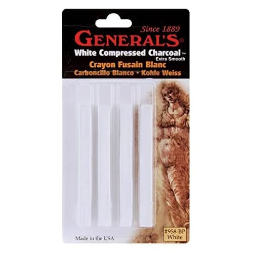 GENERAL'S White Compressed Charcoal Sticks Extra Smooth Medium 4-Pack | Drawing & Sketching thumbnail 1