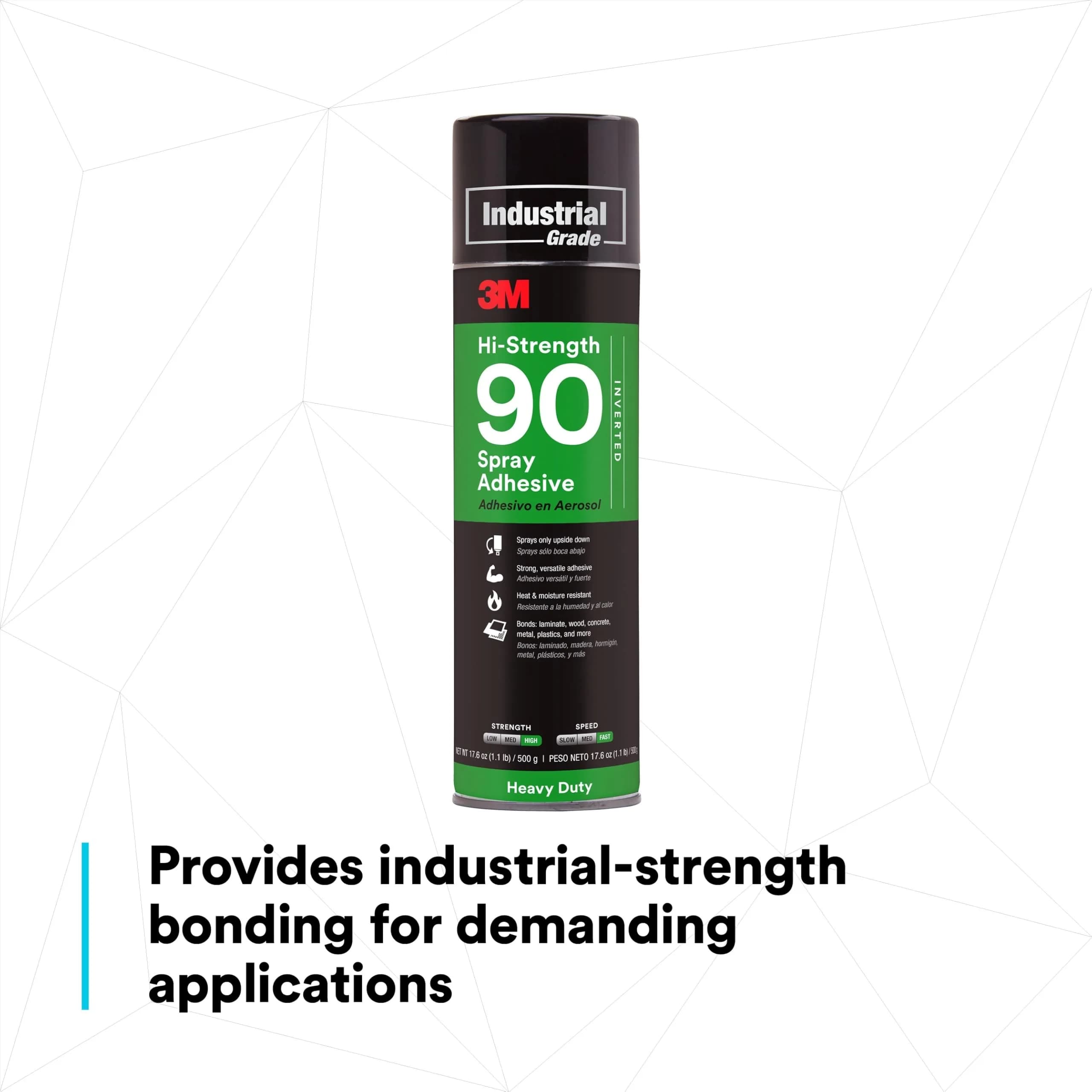 3M Hi-Strength 90 Spray Adhesive 17.6 oz (499 g) | Bonds Laminate, Wood, Concrete, Metal, Plastic - view 4