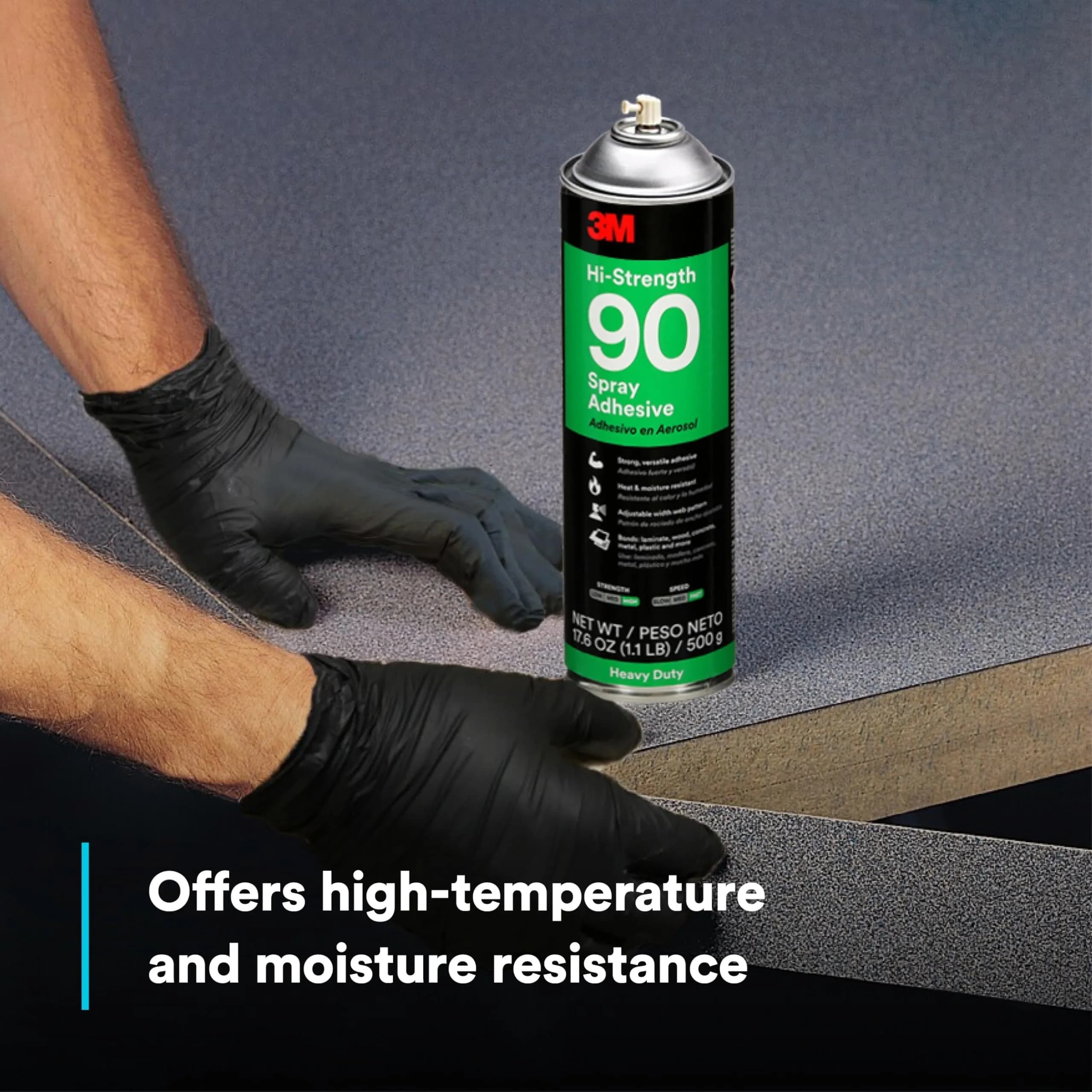 3M Hi-Strength 90 Spray Adhesive 17.6 oz (499 g) | Bonds Laminate, Wood, Concrete, Metal, Plastic - view 6