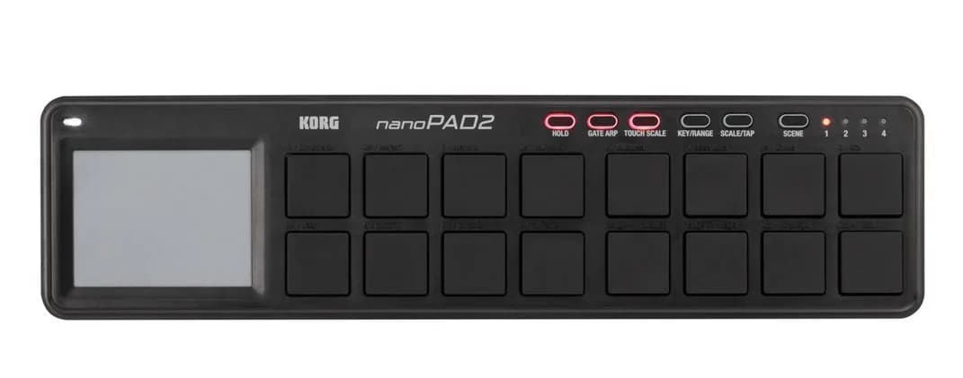 Korg nanoPAD2 Slim-Line USB MIDI Controller Pads - Black | 16 Velocity-Sensitive Pads & X-Y Touchpad - main product image