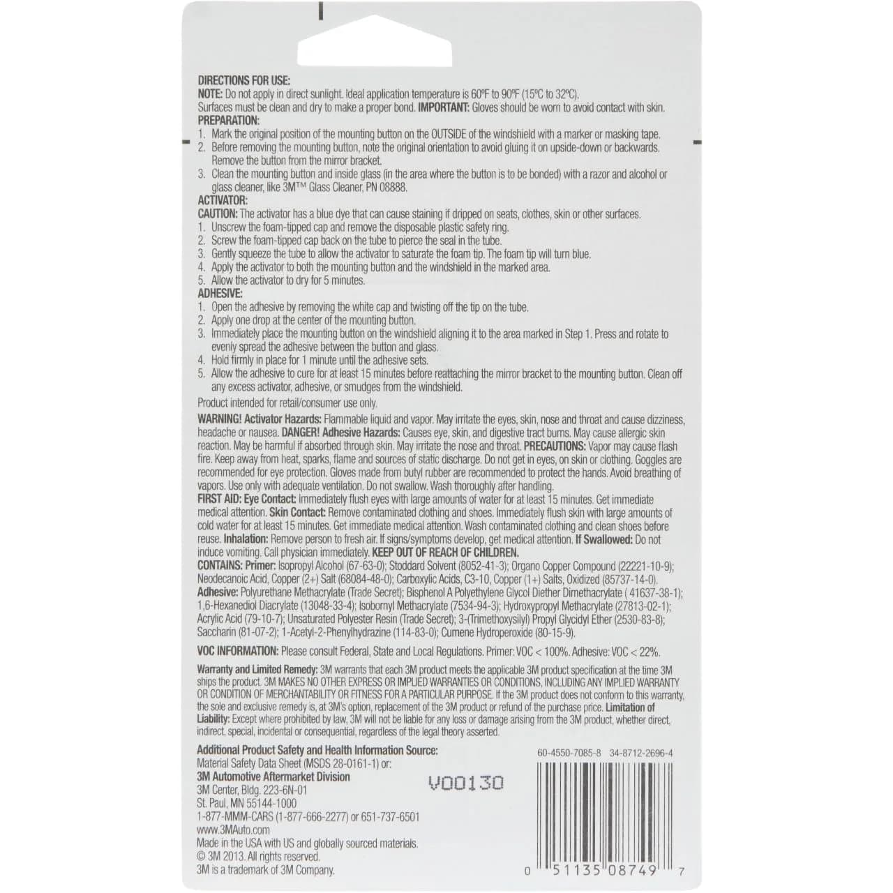 3M High-Bond Rearview Mirror Adhesive 0.02 fl oz (1.8 mL) | Securely Attaches Mirror Brackets - view 4