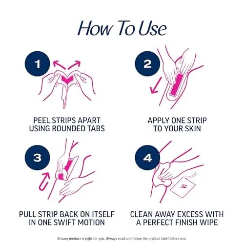 Veet Wax Strips Kit for Women, Body Hair Removal, 40 Strips + 4 Wipes | Effortless, Salon-Quality Results in Home thumbnail 6