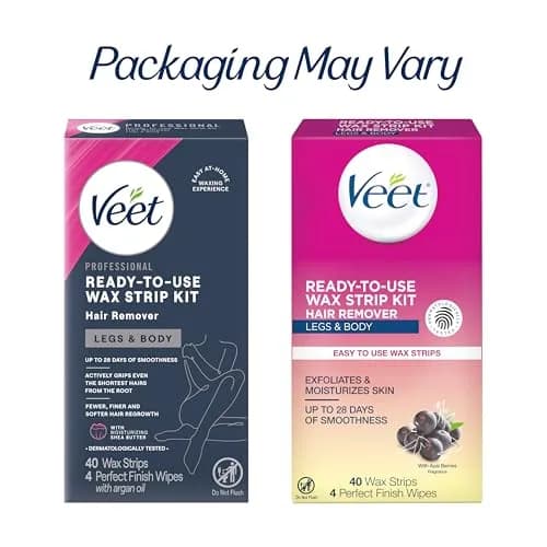 Veet Wax Strips Kit for Women, Body Hair Removal, 40 Strips + 4 Wipes | Effortless, Salon-Quality Results in Home thumbnail 8