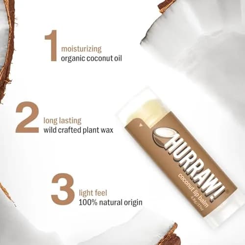 Hurraw! Coconut Lip Balm 4.8g | Organic, Vegan & Cruelty-Free, Made in USA thumbnail 2