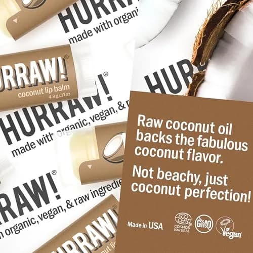 Hurraw! Coconut Lip Balm 4.8g | Organic, Vegan & Cruelty-Free, Made in USA thumbnail 3