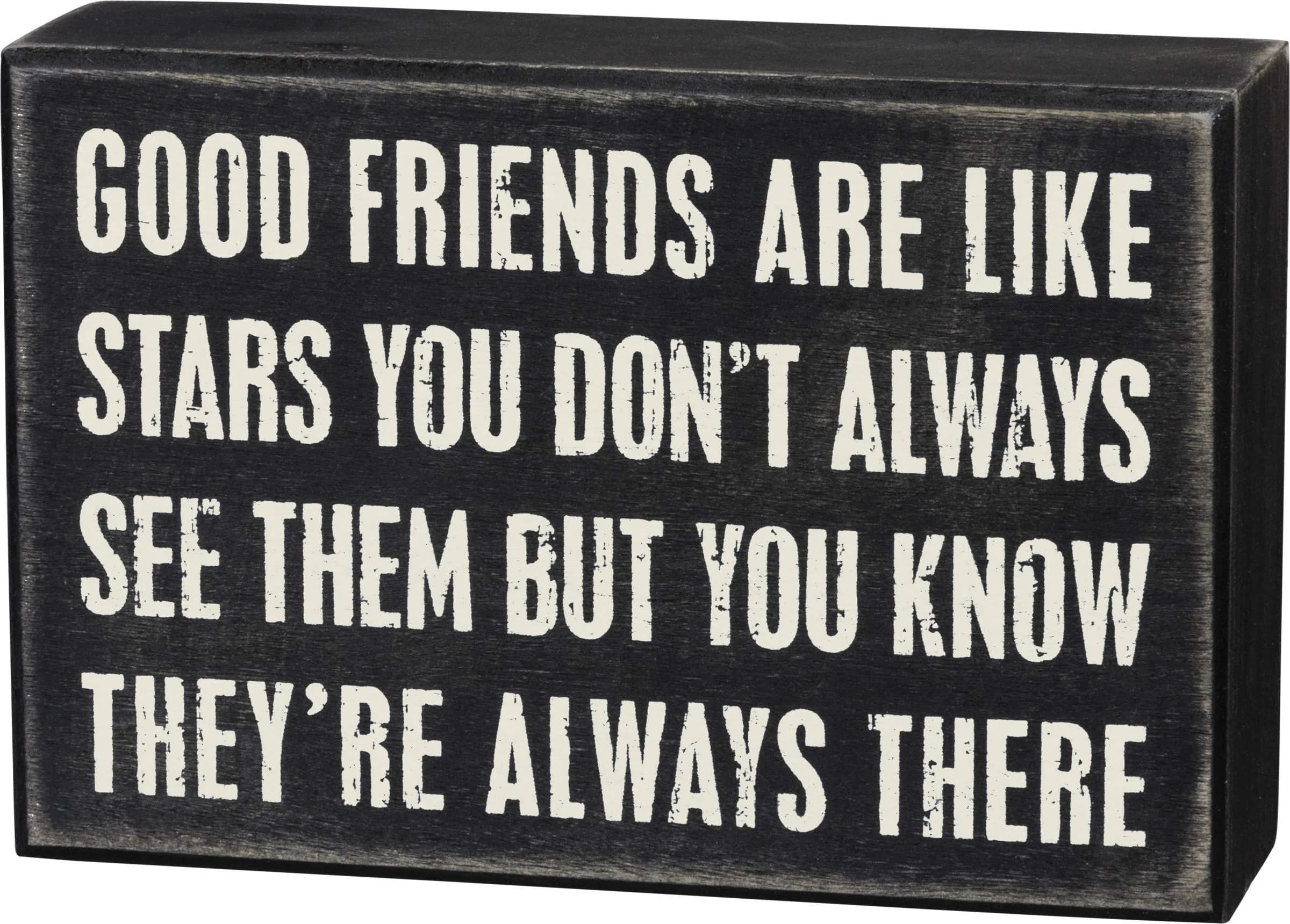 Primitives by Kathy Good Friends Box Sign 15cm x 10cm (6" x 4") | Rustic Wood Wall Decor