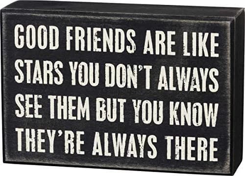Primitives by Kathy Good Friends Box Sign 15cm x 10cm (6" x 4") | Rustic Wood Wall Decor thumbnail 1