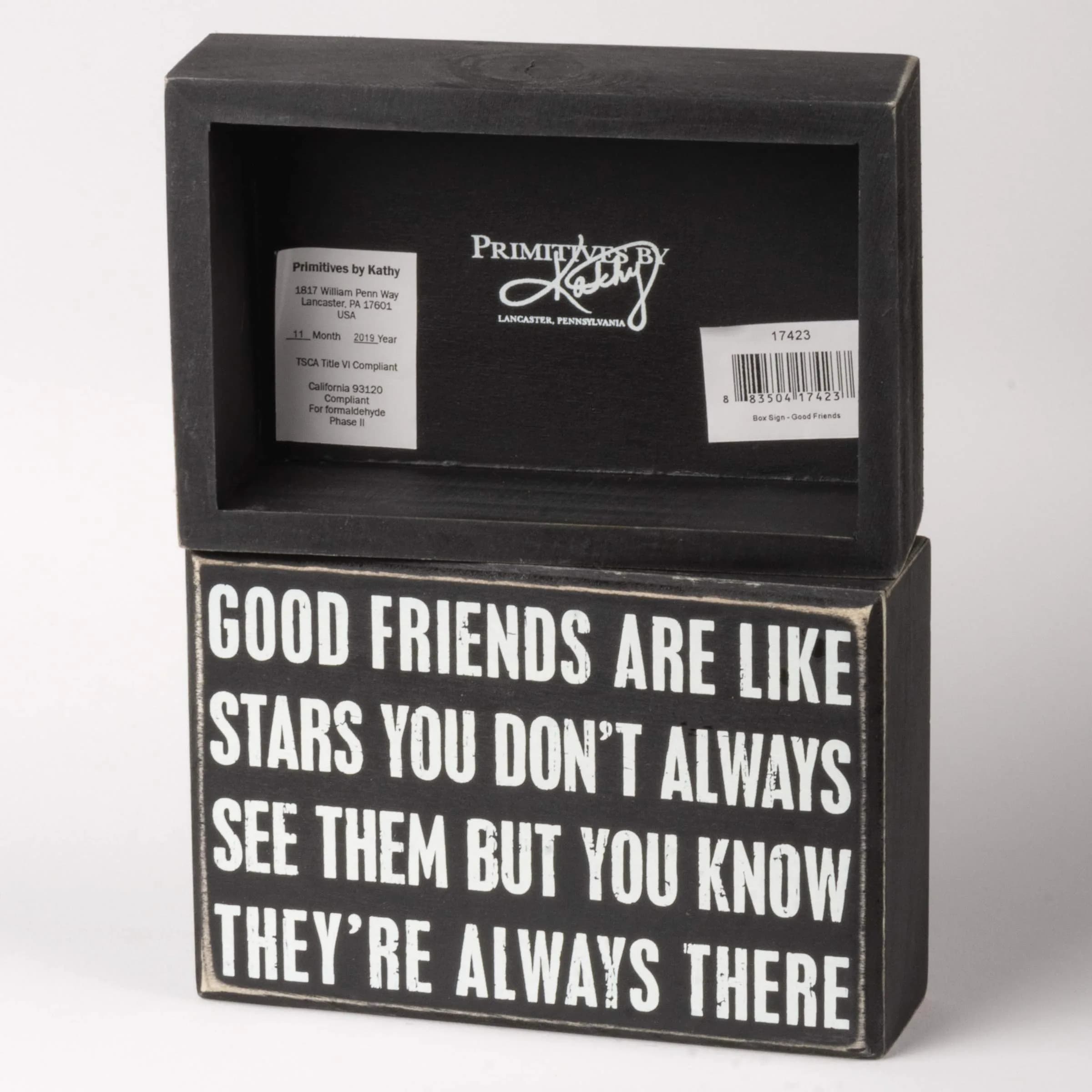 Primitives by Kathy Good Friends Box Sign 15cm x 10cm (6" x 4") | Rustic Wood Wall Decor - view 2
