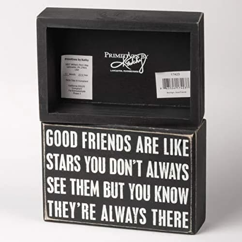 Primitives by Kathy Good Friends Box Sign 15cm x 10cm (6" x 4") | Rustic Wood Wall Decor thumbnail 2