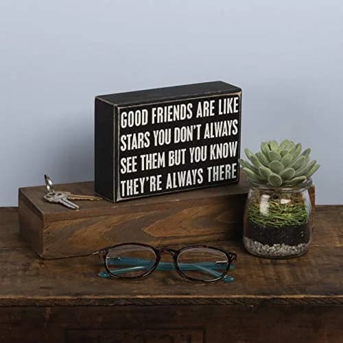 Primitives by Kathy Good Friends Box Sign 15cm x 10cm (6" x 4") | Rustic Wood Wall Decor thumbnail 3
