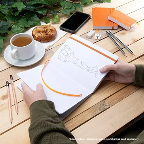 Pentalic 3" x 4" Pocket Sketchbook Traveler Journal, 160 Pages, Orange | Acid-Free Paper for Professionals & Students thumbnail 5