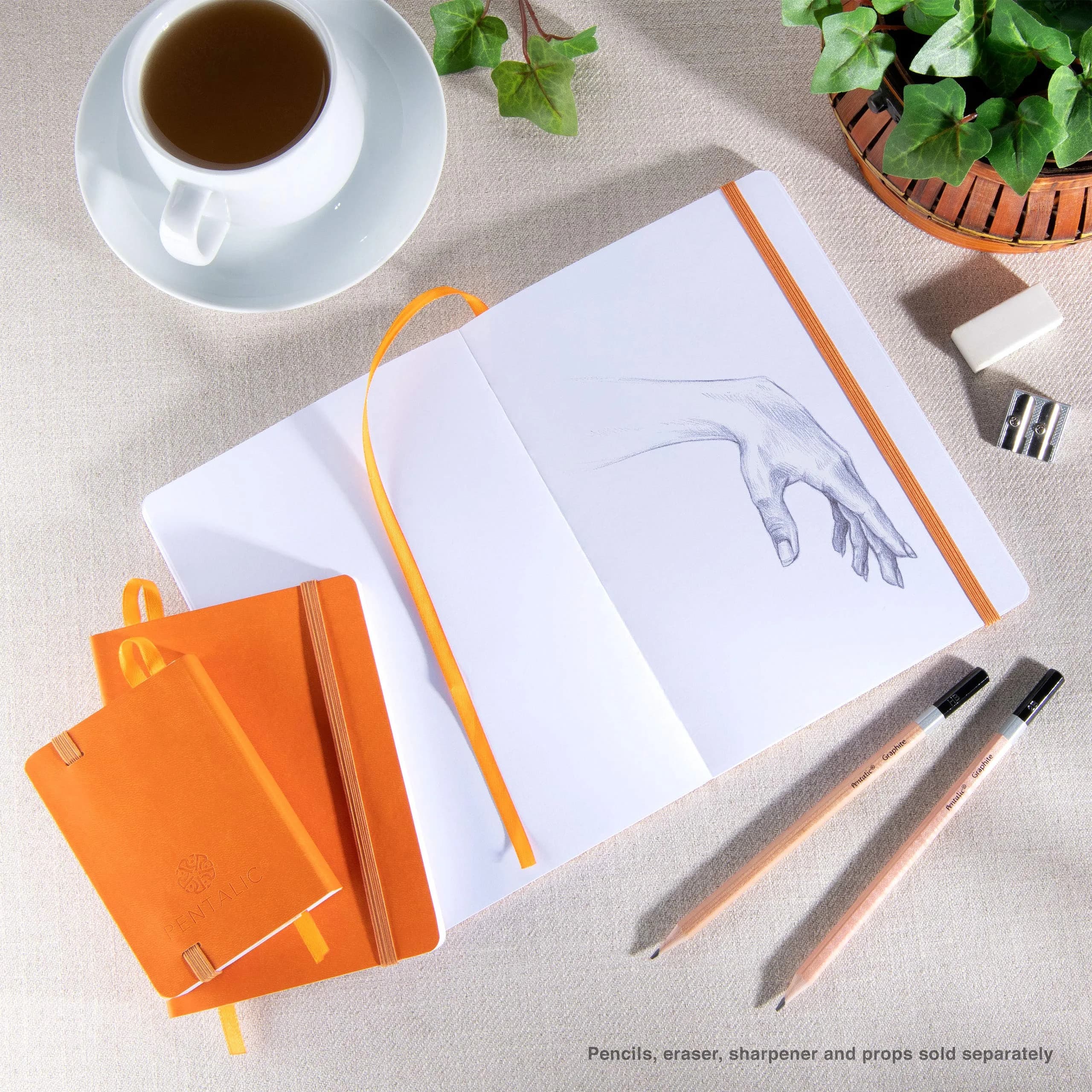 Pentalic 3" x 4" Pocket Sketchbook Traveler Journal, 160 Pages, Orange | Acid-Free Paper for Professionals & Students - view 6