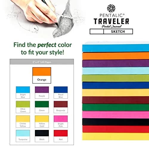 Pentalic 3" x 4" Pocket Sketchbook Traveler Journal, 160 Pages, Orange | Acid-Free Paper for Professionals & Students thumbnail 7