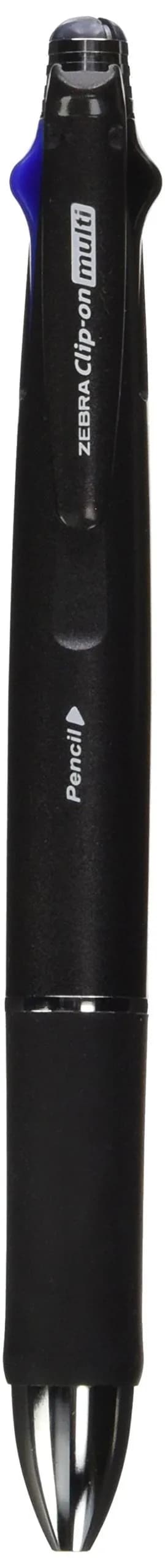 Zebra Clip-On 1000 Multi Pen & Pencil Set | 4 Color Oil-Based Ink, 0.7mm Ballpoint & 0.5mm Pencil, Black Body
