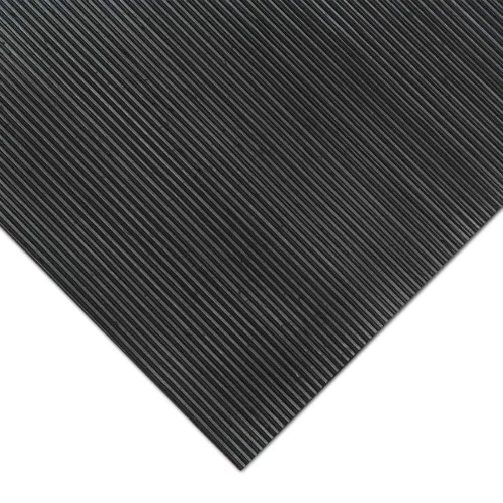Rubber-Cal Fine Rib Corrugated Rubber Floor Mat - 1/8" x 4 ft x 6 ft Black | Anti-slip, moisture-resistant industrial flooring thumbnail 2