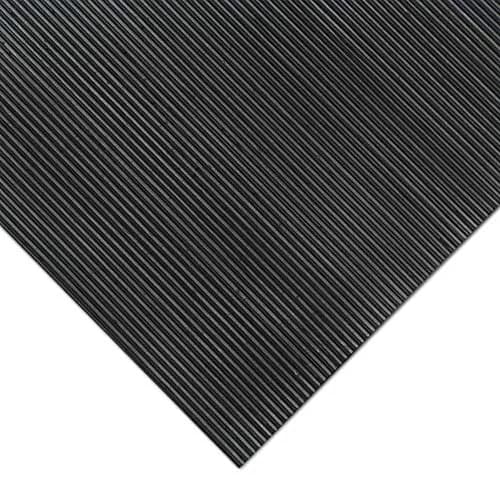 Rubber-Cal Fine Rib Corrugated Rubber Floor Mat - 1/8" x 4 ft x 6 ft Black | Anti-slip, moisture-resistant industrial flooring thumbnail 2