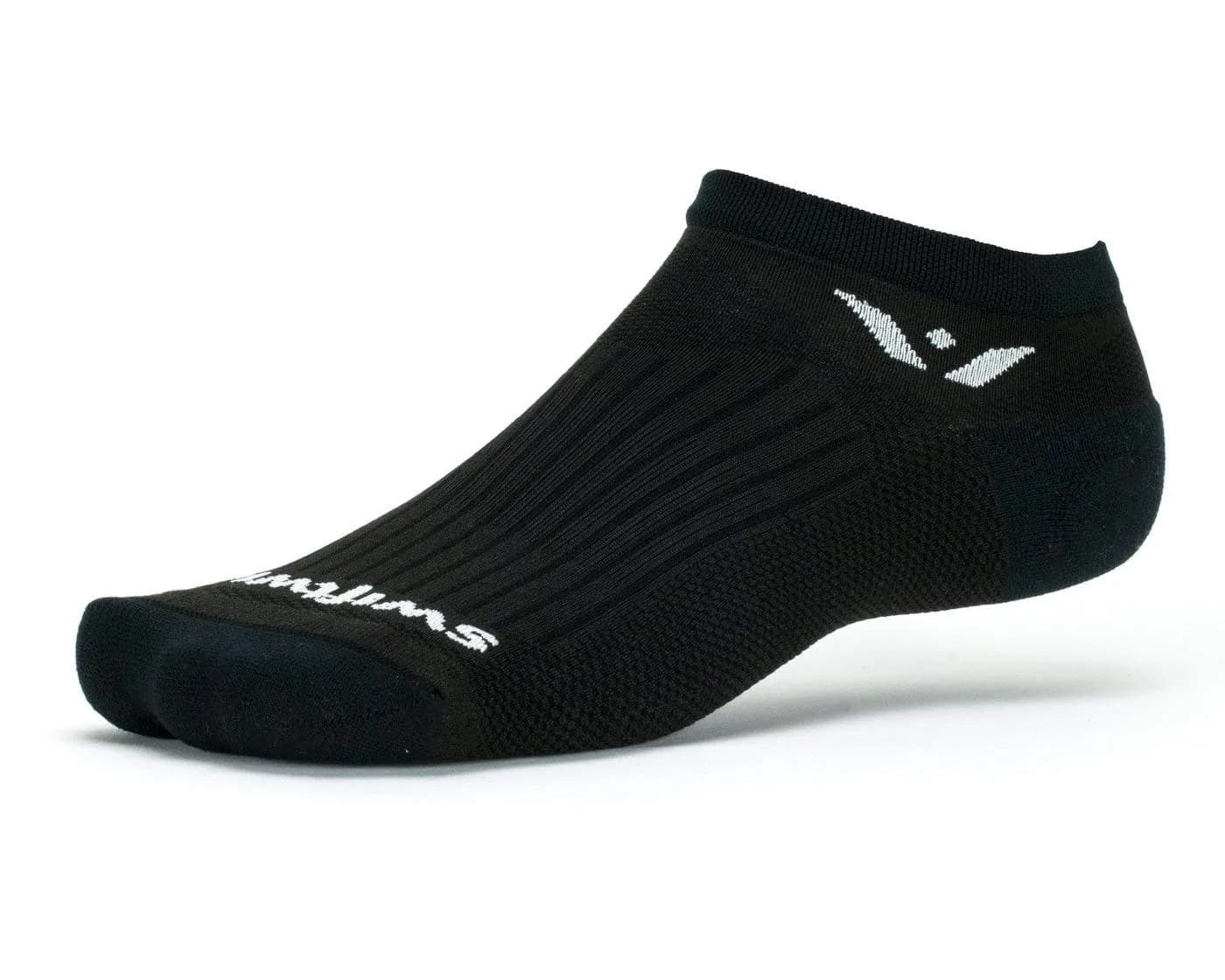 Swiftwick Performance No Show Golf & Running Socks, USA Made, Black M | Moisture Wicking, Blister-Free, Supportive Fit