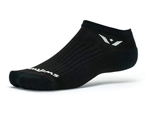 Swiftwick Performance No Show Golf & Running Socks, USA Made, Black M | Moisture Wicking, Blister-Free, Supportive Fit thumbnail 1