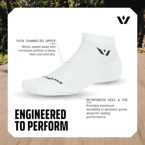 Swiftwick PERFORMANCE ONE Running & Golf Socks, Black, Small | Moisture-Wicking, Medium Cushion, USA Design thumbnail 5