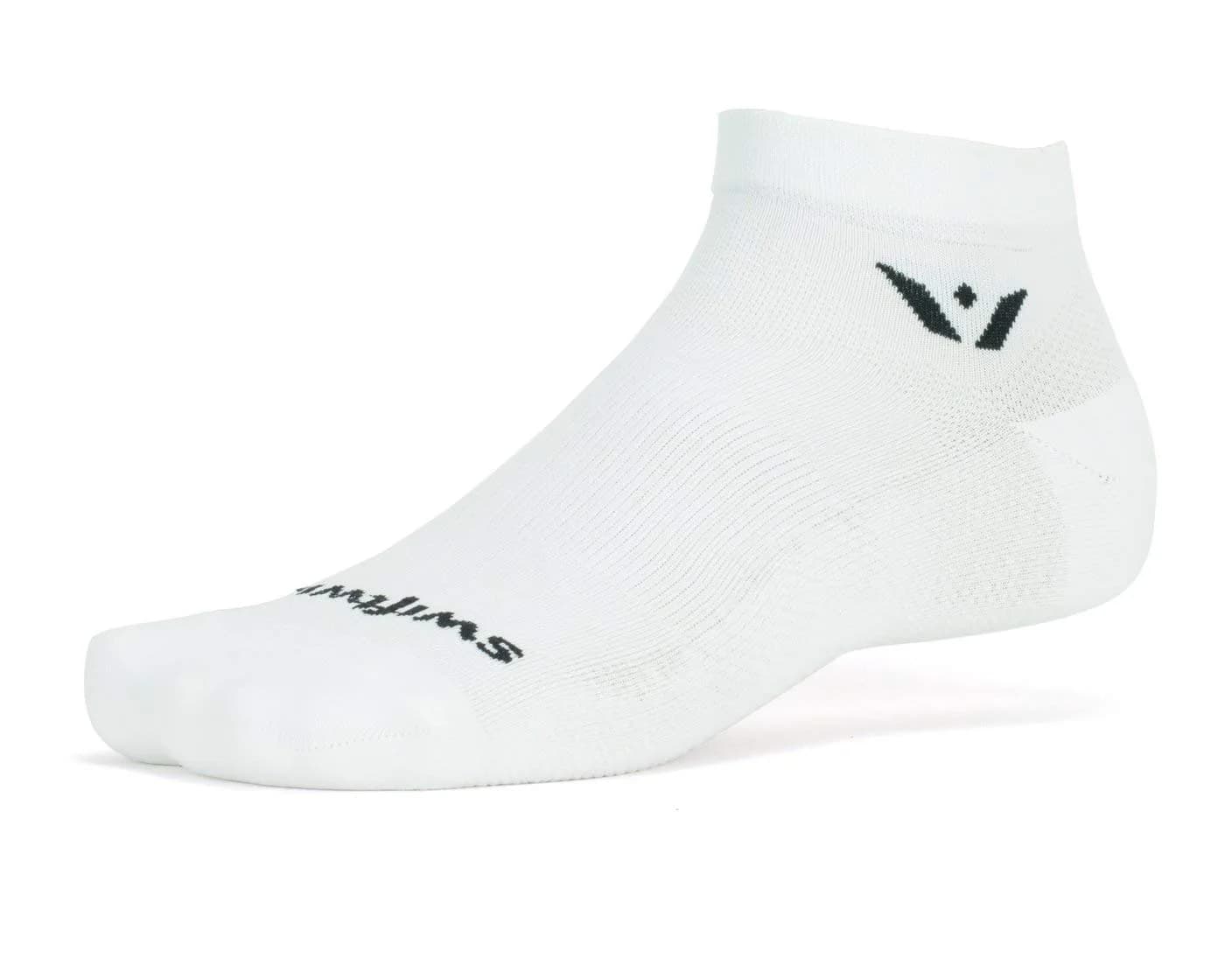 Swiftwick PERFORMANCE ONE Running & Golf Socks, White, Large | Moisture-Wicking, Medium Cushion, USA Design