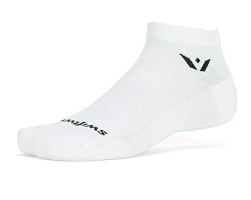 Swiftwick PERFORMANCE ONE Running & Golf Socks, White, Large | Moisture-Wicking, Medium Cushion, USA Design thumbnail 1