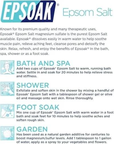 Epsoak Epsom Salt 19 lb. Magnesium Sulfate USP | Unscented, Made in USA, Cruelty-Free thumbnail 9