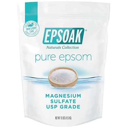 Epsoak Epsom Salt 10 lb (4.54 kg) Unscented Magnesium Sulfate USP | Pure Bath & Foot Soak Crystals thumbnail 1