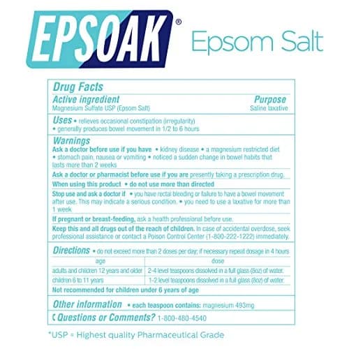 Epsoak Epsom Salt 10 lb (4.54 kg) Unscented Magnesium Sulfate USP | Pure Bath & Foot Soak Crystals thumbnail 7