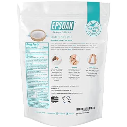 Epsoak Epsom Salt 10 lb (4.54 kg) Unscented Magnesium Sulfate USP | Pure Bath & Foot Soak Crystals thumbnail 2