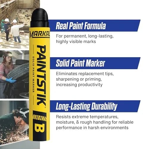 Markal Paintstik Solid Paint Marker Black 12-Pack | Marks on Rough, Rusty, Dirty Surfaces thumbnail 2